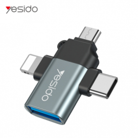 YESIDO GS15 OTG Adaptador 3 em 1Lightning/Micro/Type-C 