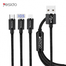 YESIDO CA60 - USB 3 em 1 cabo de carregamento 