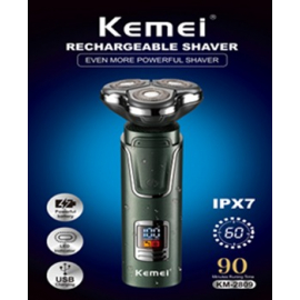 KEMEI Barbeador de lavagem com água recarregável (display LED USB) KM-2809