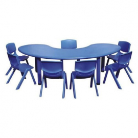 Mesa de meia-lua de plástico 6 Cadeiras 