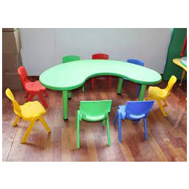 Mesa de meia-lua de plástico 6 Cadeiras 
